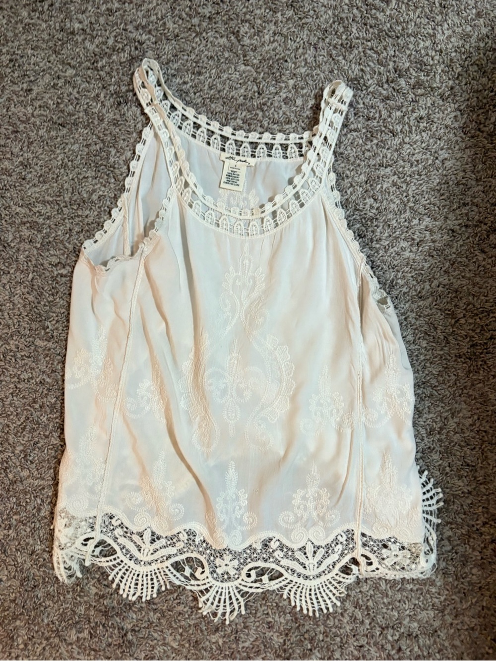 Ultra Pink Cream Lace-Trim Camisole
